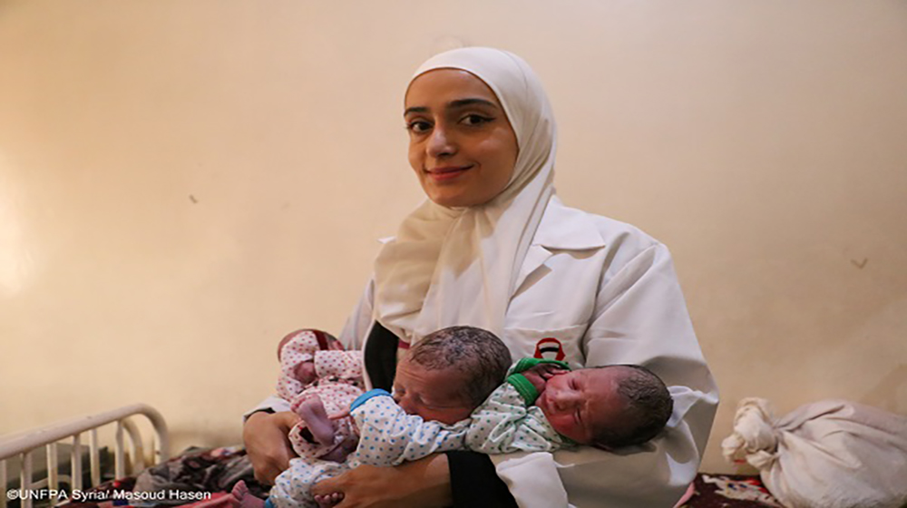 "A tender moment of support and care. UNFPA, alongside local partners, provides essential services to protect mothers and newborns across conflict-affected regions in Syria."