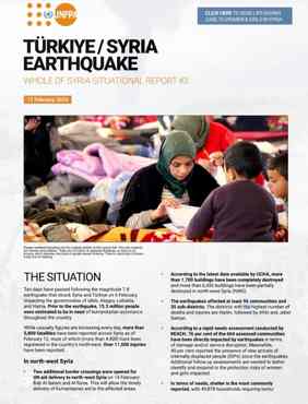 TÜRKIYE / SYRIA EARTHQUAKE WHOLE OF SYRIA SITUATIONAL REPORT #3