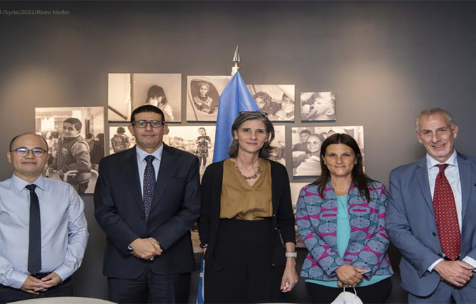 (left to right) Joseph Tabago, UNICEF Syria Partnerships Manager, Dr. Himyar Abdulmoghni, UNFPA Syria Representative a.i., Ramla