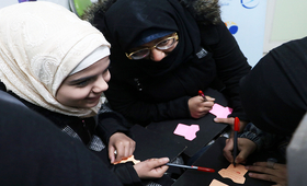UNFPA -supported women and girls’ safe spaces in Aleppo every day to take part in activities like vocational training, awareness