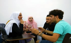 Muhammad together with 25 trainees participated in a training about the interactive theater and educating peers in Deir-Ez-Zor.