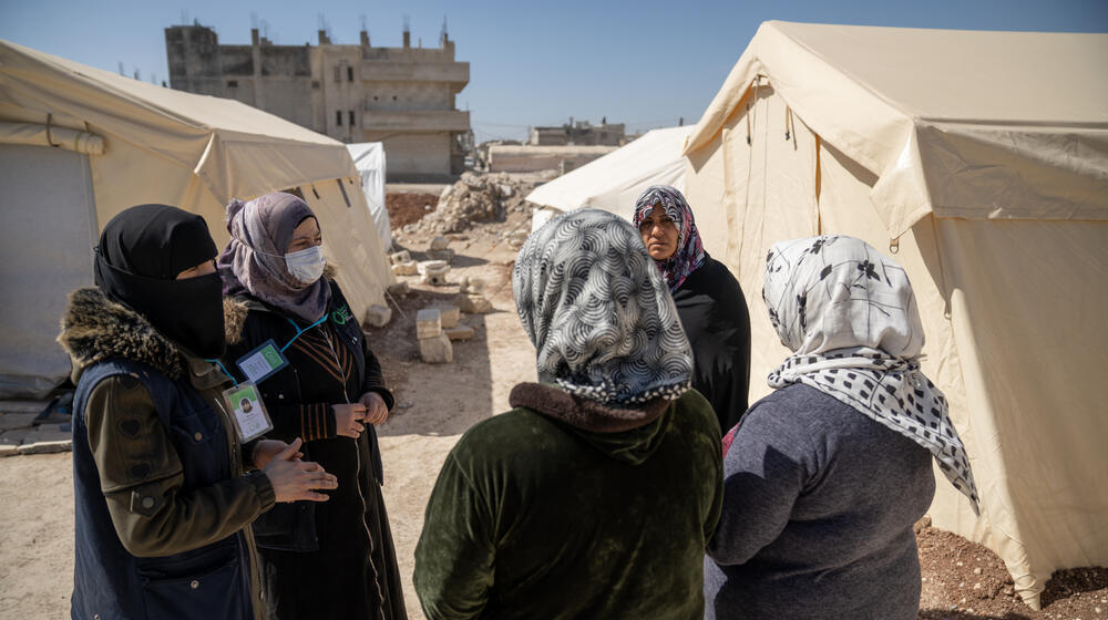 UNFPA and partners assist women affected by the February earthquakes in Suran, Hama Governorate. UNFPA supports 14 women’s and g