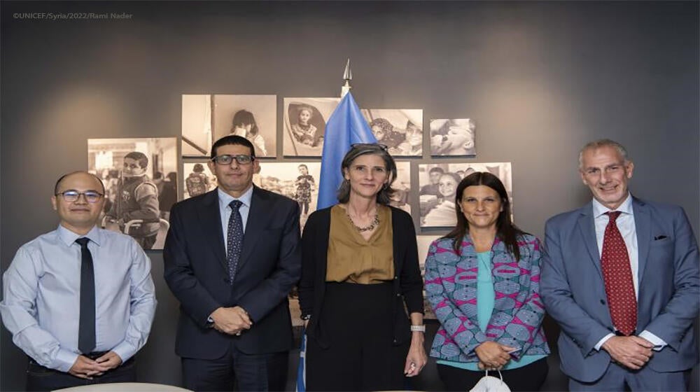 (left to right) Joseph Tabago, UNICEF Syria Partnerships Manager, Dr. Himyar Abdulmoghni, UNFPA Syria Representative a.i., Ramla