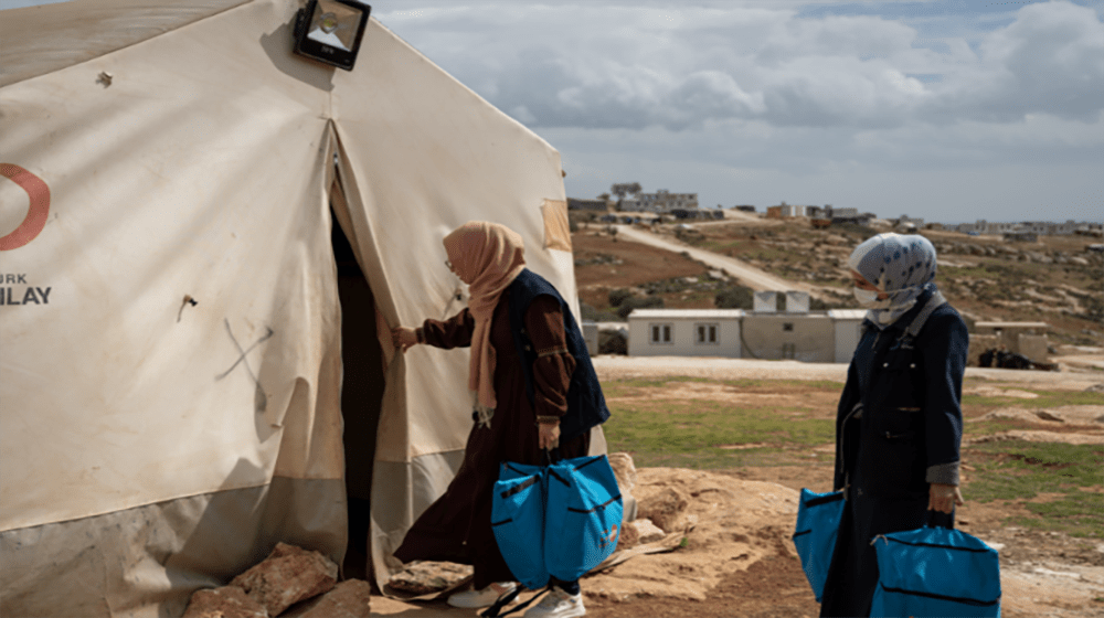 UNFPA-supported mobile teams delivering much-needed dignity kits to women and girls in need in north-west Syria. Photo Credit:© 