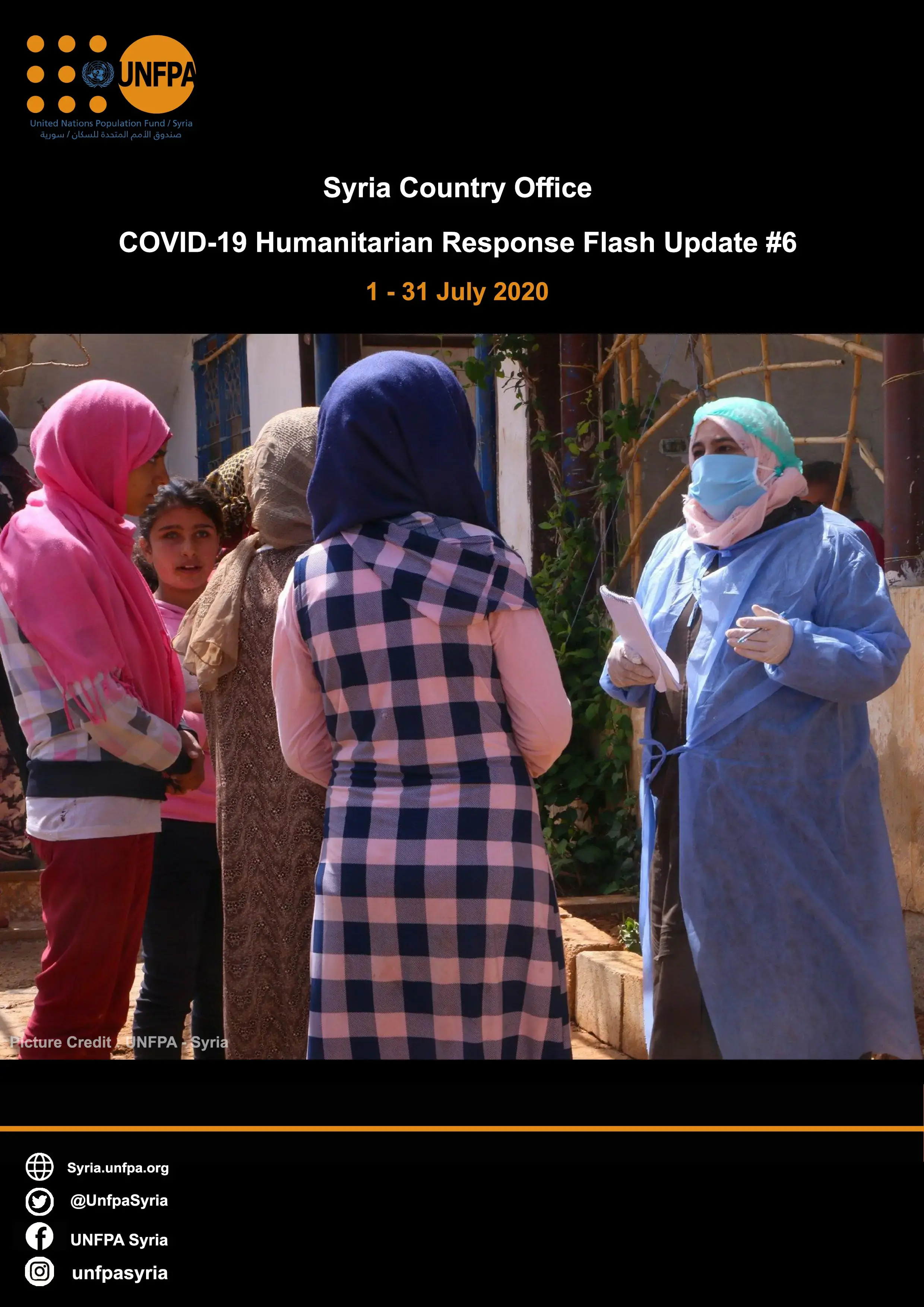 UNFPA - Syria COVID-19 Humanitarian Response Flash Update #6 : 01- 31 July, 2020